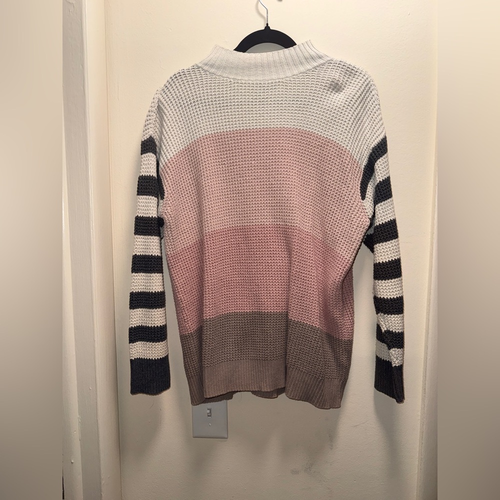 XL Womens Chaps Cream/Brown/Pinks/Charcoal Sweater